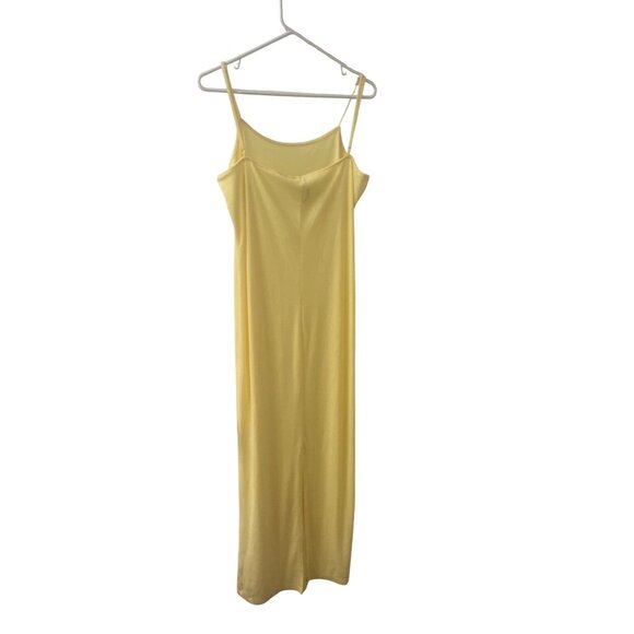 Anthropologie XL Yellow Ribbed Knit Maxi Dress Adjustable Straps & Back Slit - Picture 13 of 13